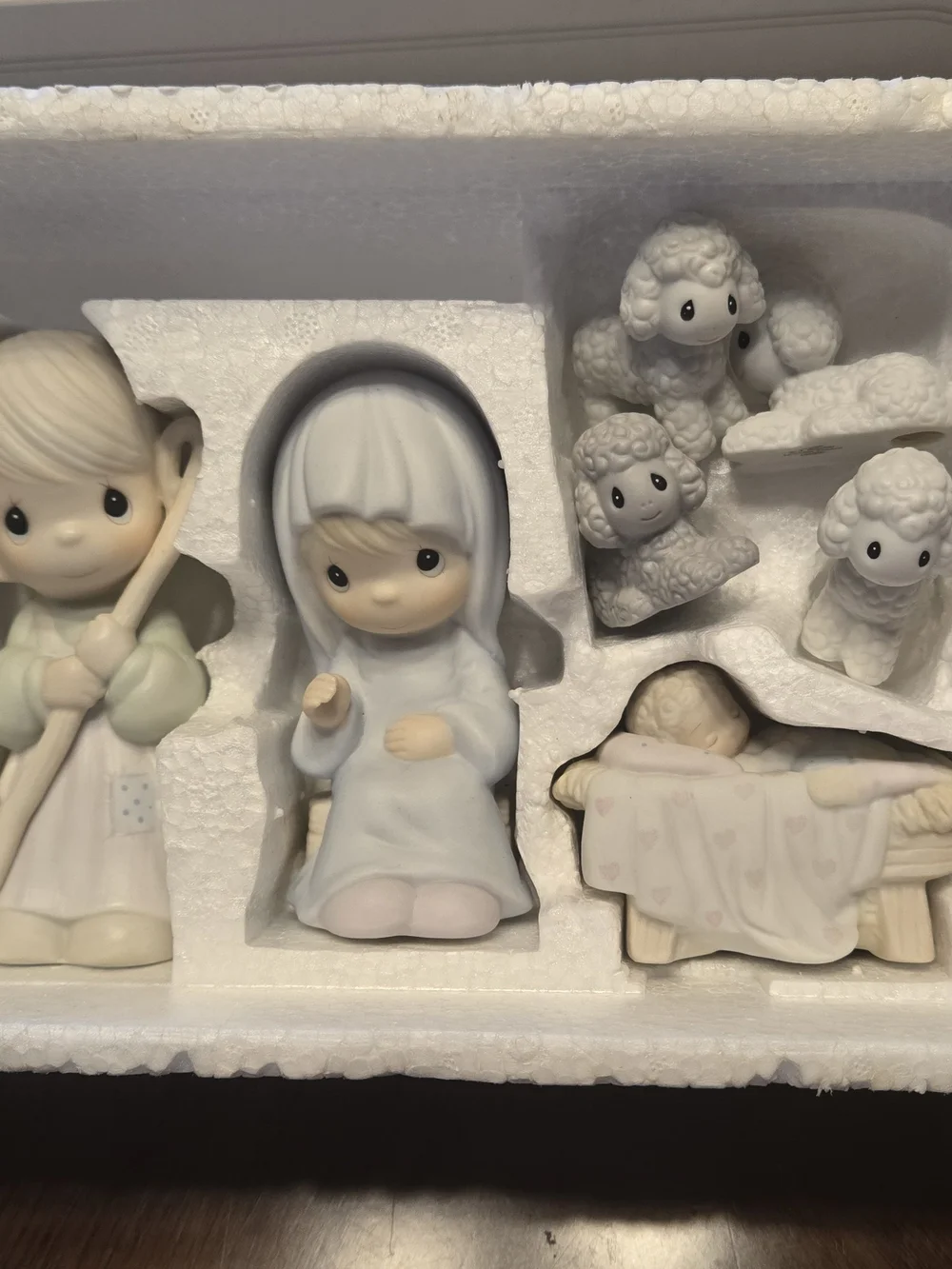 Precious Moments Cream Boxed Nativity with Pink Lettering